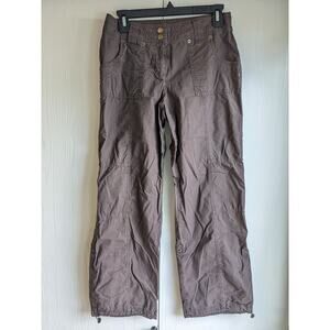 Style&Co Women's Low Rise Pockets Button Closer Straight Leg Brown Pants Size 4P